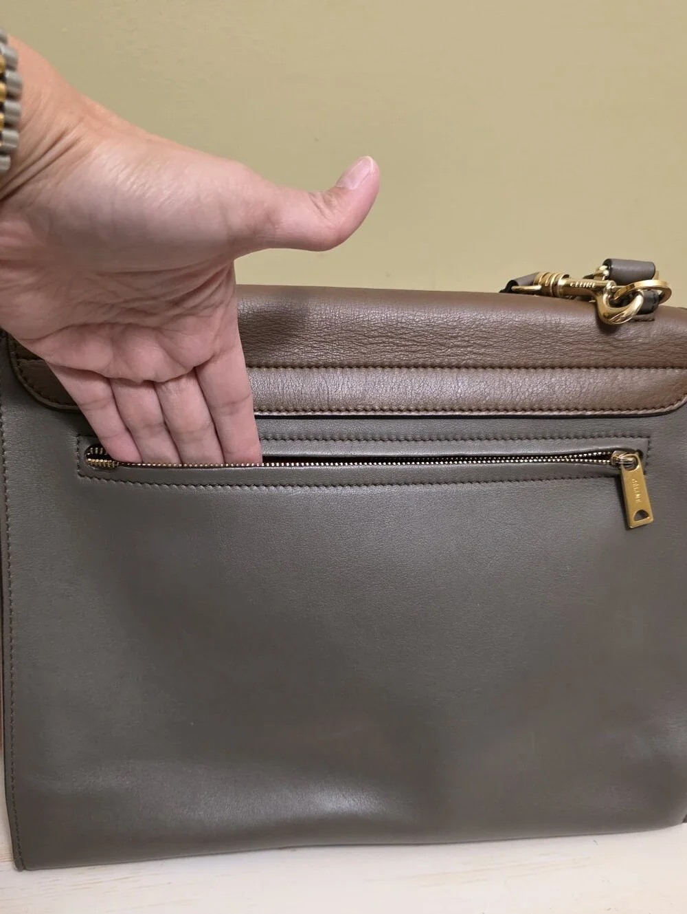 Celine | Tricolor Brown Leather And Rust Suede Medium Trapeze Bag - Picture 10 of 16